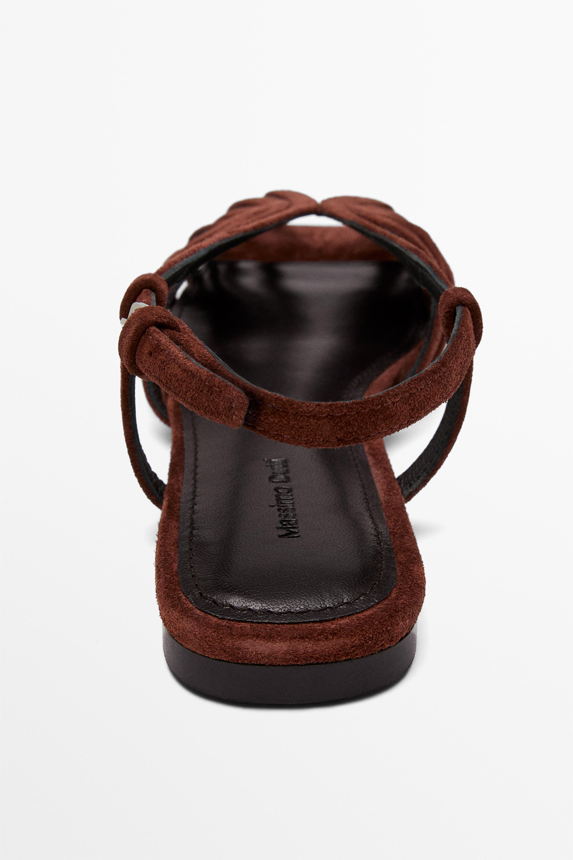 Split suede leather cage sandals